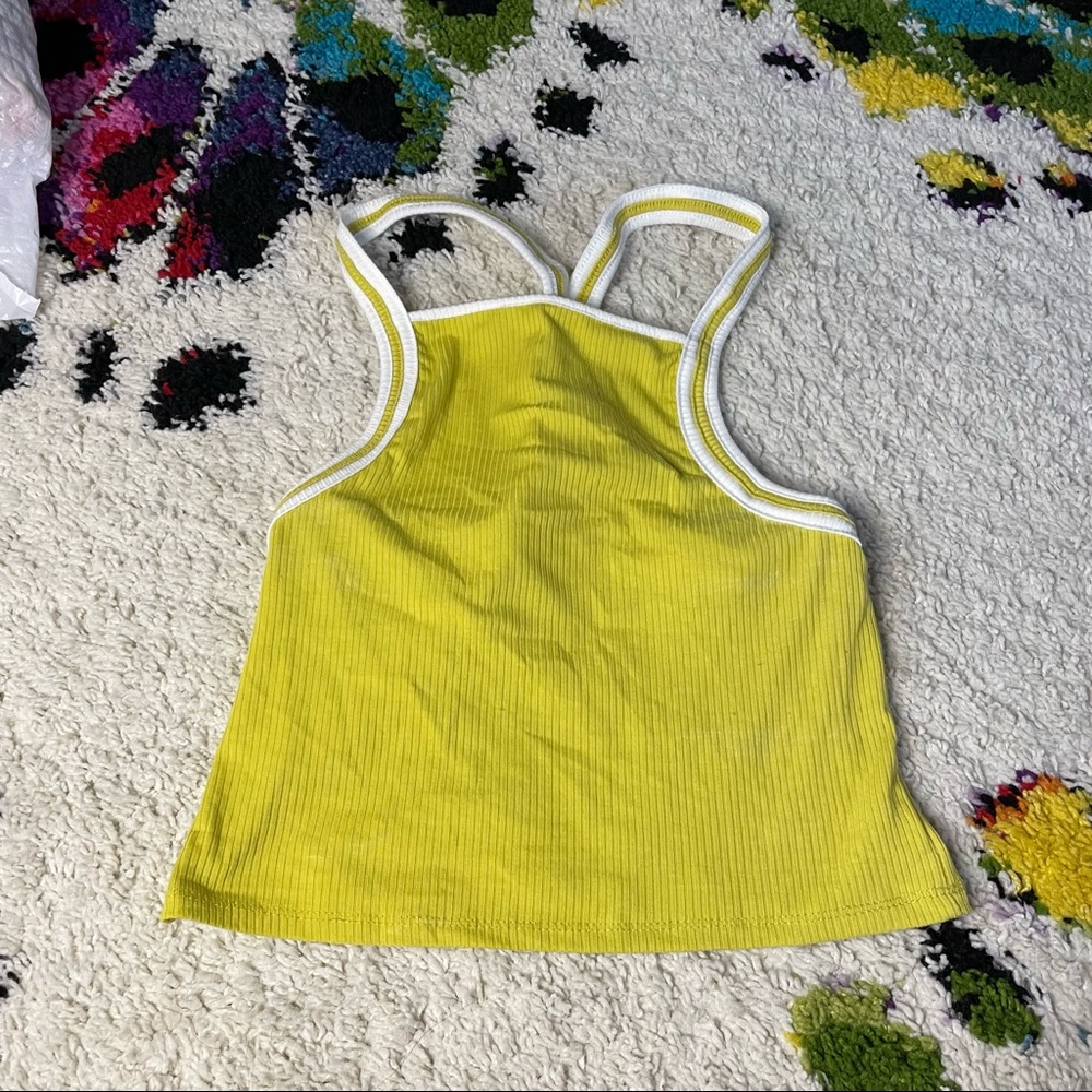 70s A-line halter racer back yellow tank top